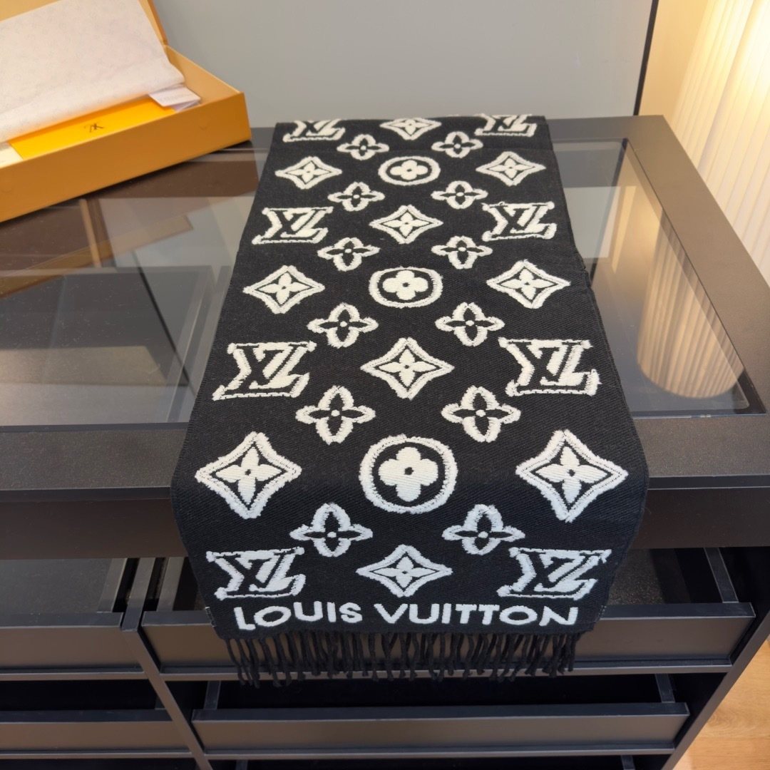 Louis Vuitton Fringed Monogram-Style Scarf