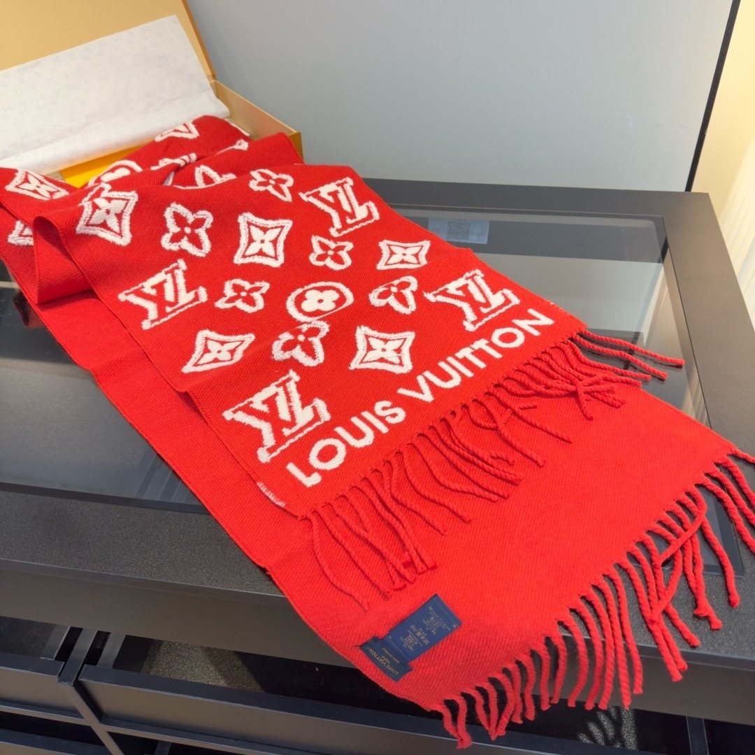 Louis Vuitton Fringed Monogram-Style Scarf