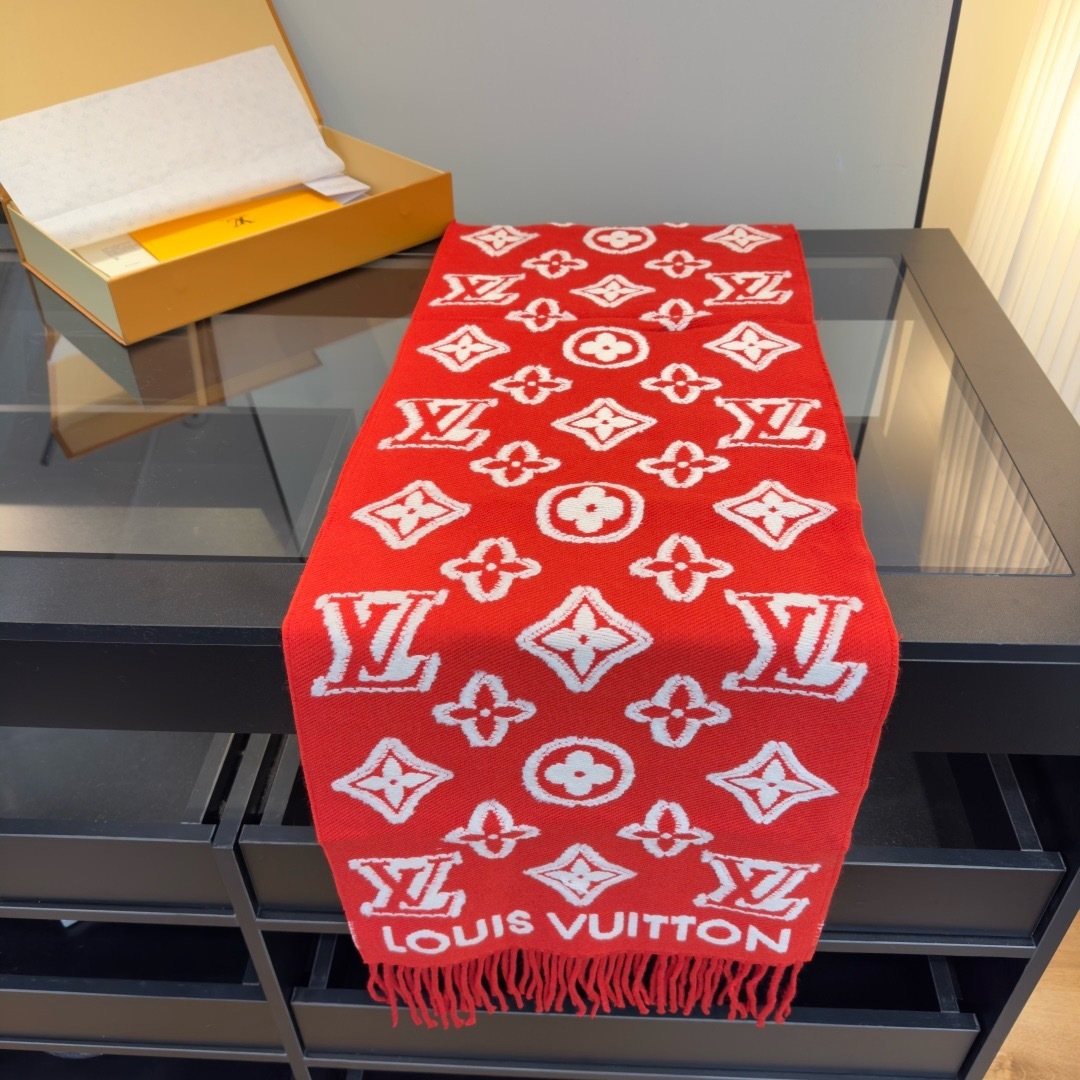 Louis Vuitton Fringed Monogram-Style Scarf