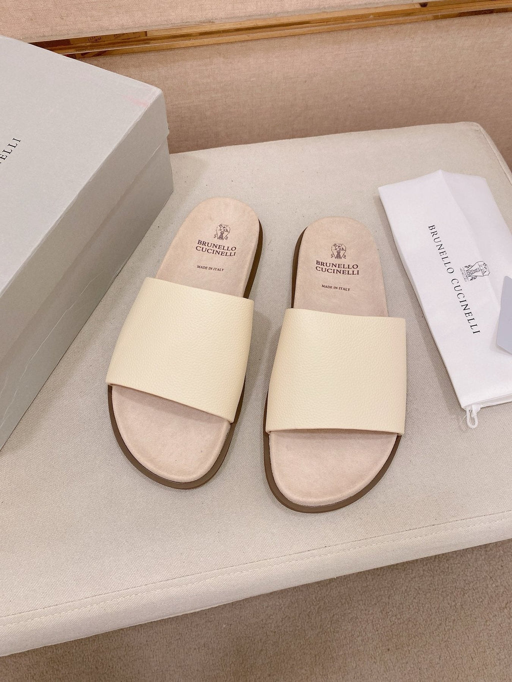 Brunello Cucinelli Men's Wide-Strap Slide Sandals - Wide Single-Strap Upper