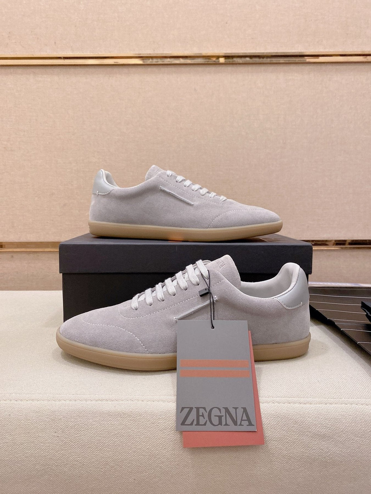 Zegna Men's Suede Low-Top Sneakers - Padded Collar