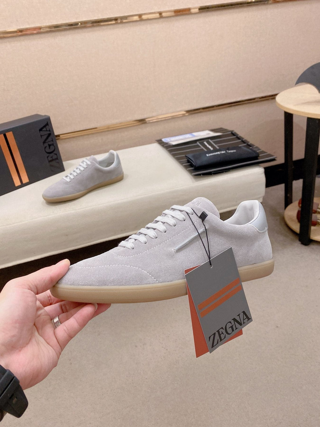 Zegna Men's Suede Low-Top Sneakers - Padded Collar