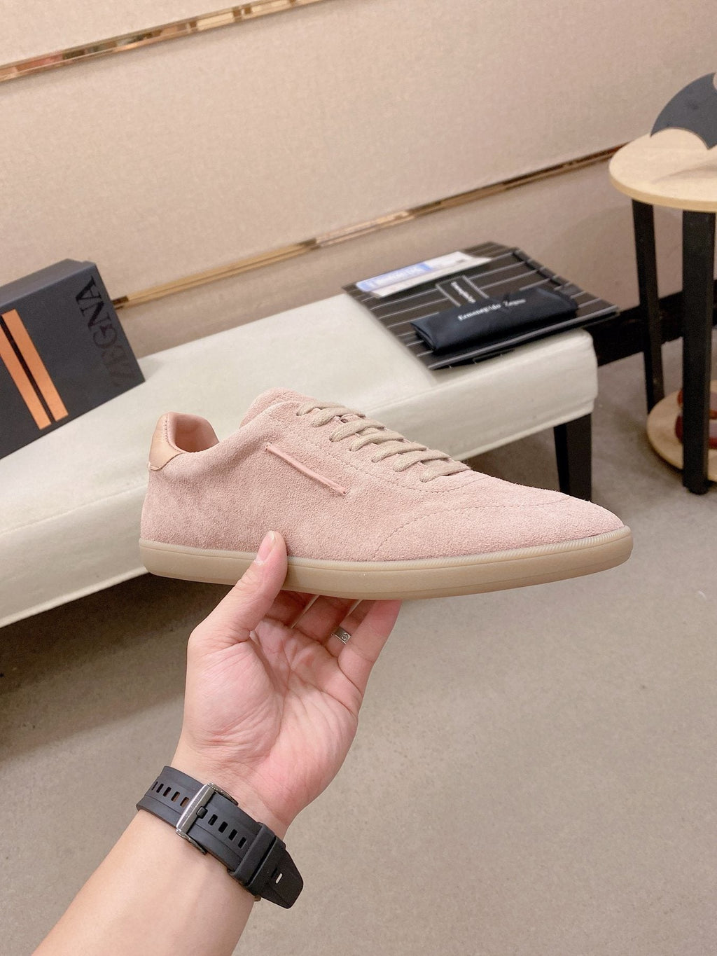 Zegna Men's Suede Low-Top Sneakers - Padded Collar
