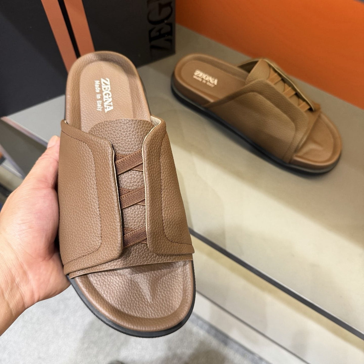 Zegna Men's Lattice Strap Slide Sandals