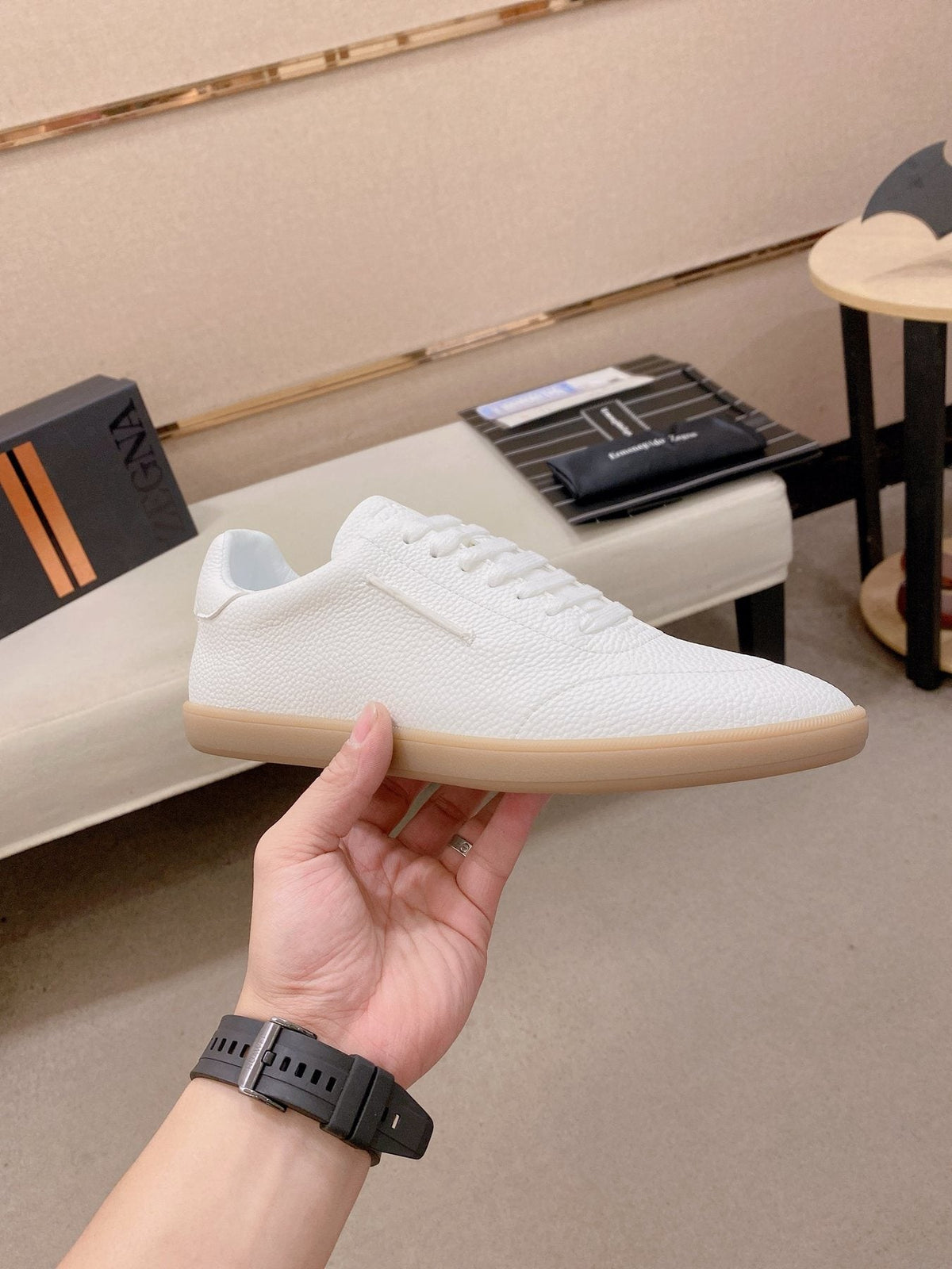 Zegna Men's Suede-Look Low-Top Sneakers