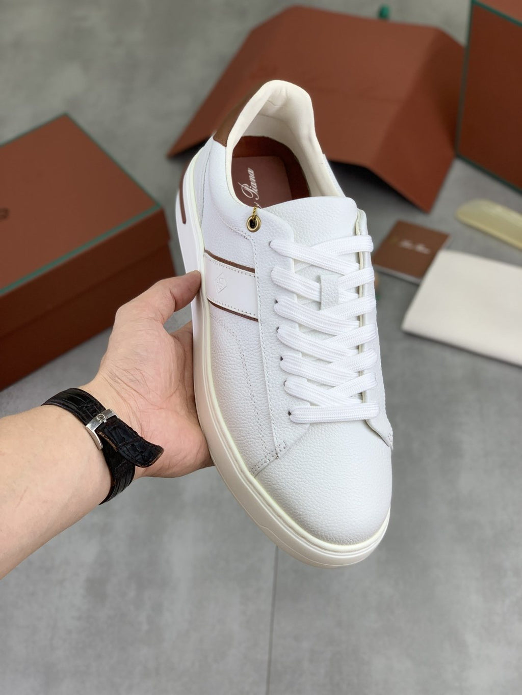 Loro Piana Contrast-Trim Low-Top Sneakers