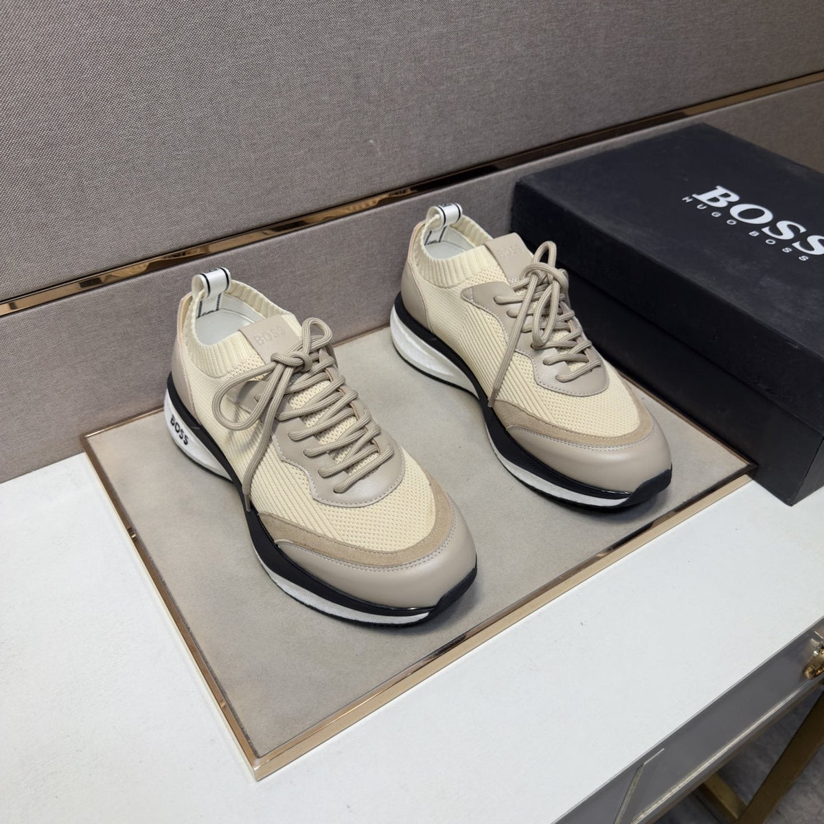 Hugo Boss Mixed-Material Lace-Up Sneakers