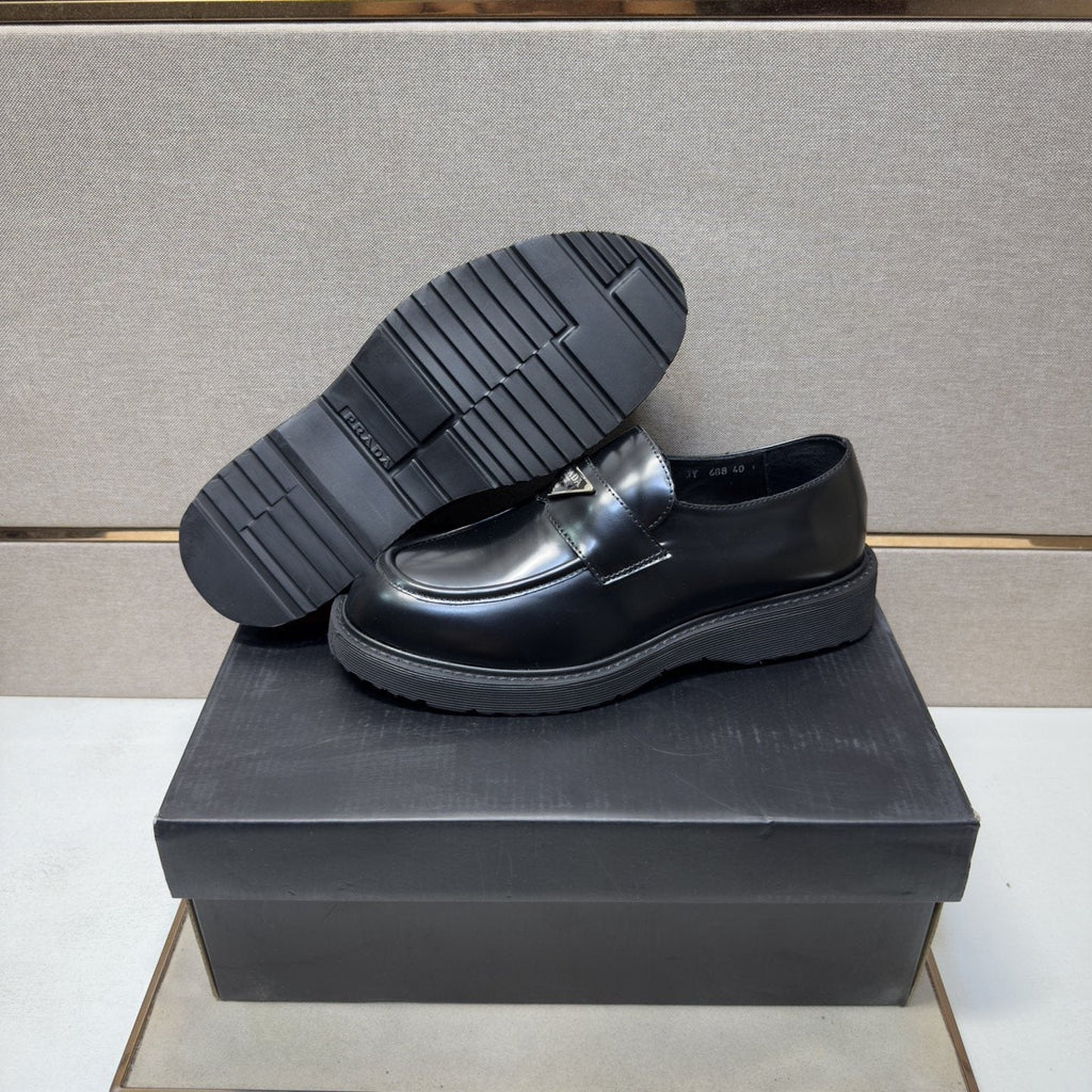 Prada Men's Black Lug Sole Slip-On Shoes