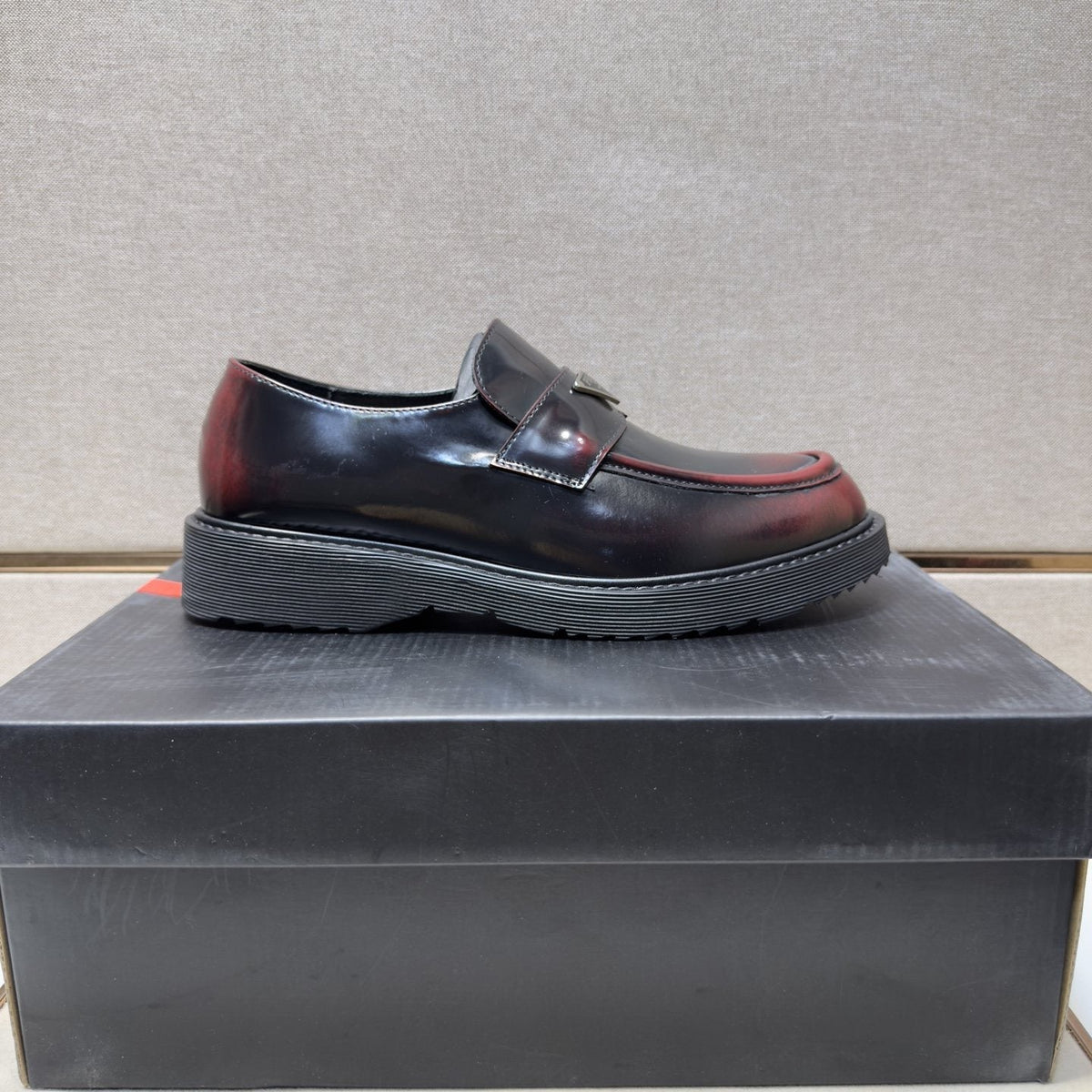 Prada Men's Black Lug Sole Slip-On Shoes