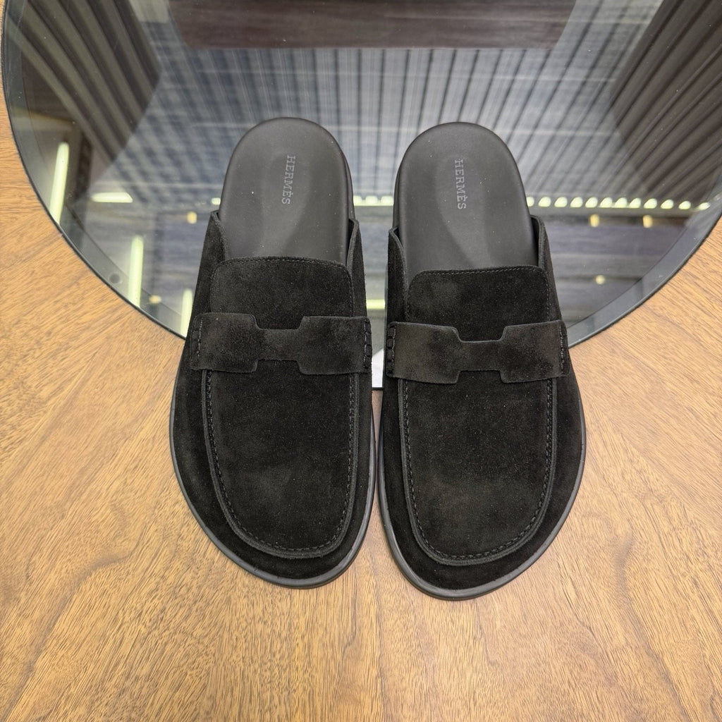 Hermès H-Detail Suede Mule Shoes