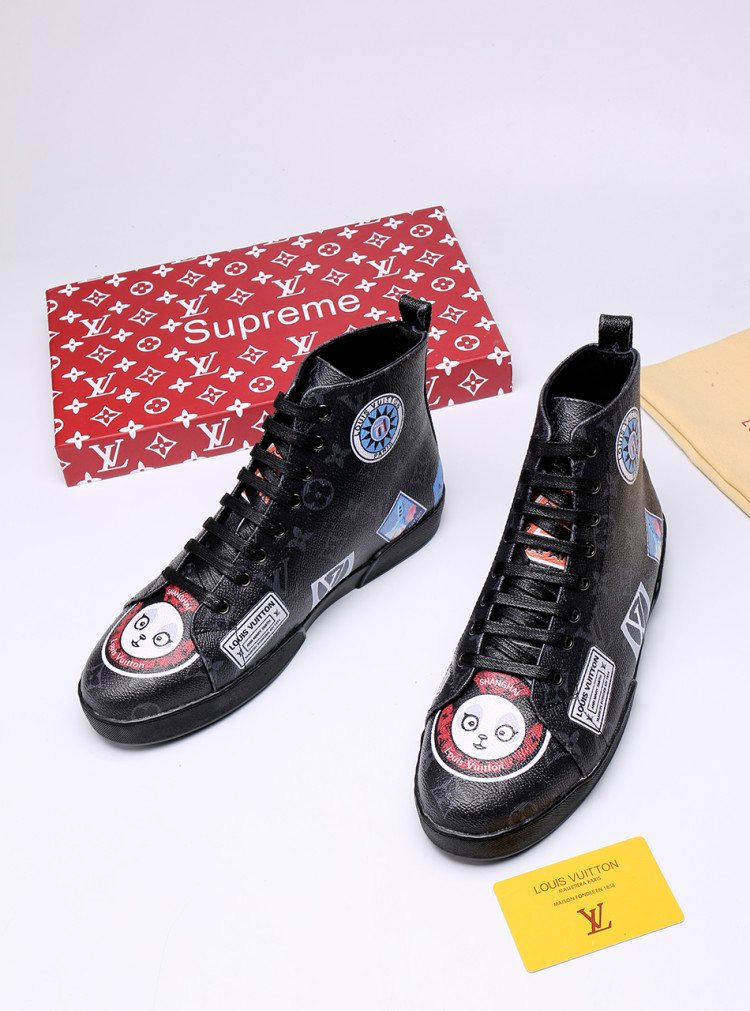 Louis Vuitton Graphic Patch High-Top Sneakers