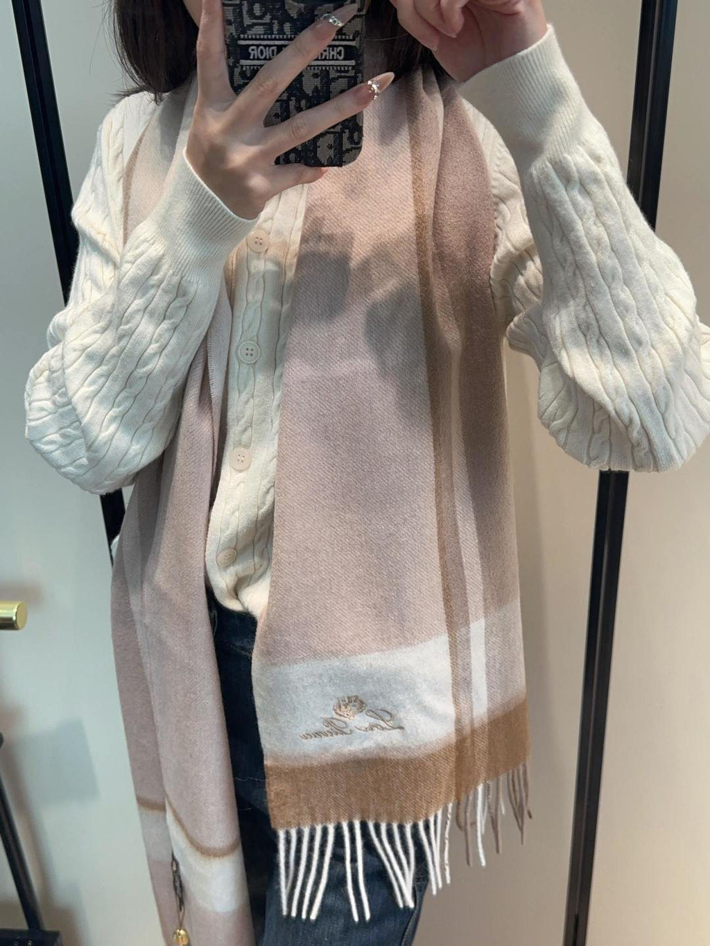 Loro Piana Plaid Fringe Scarf