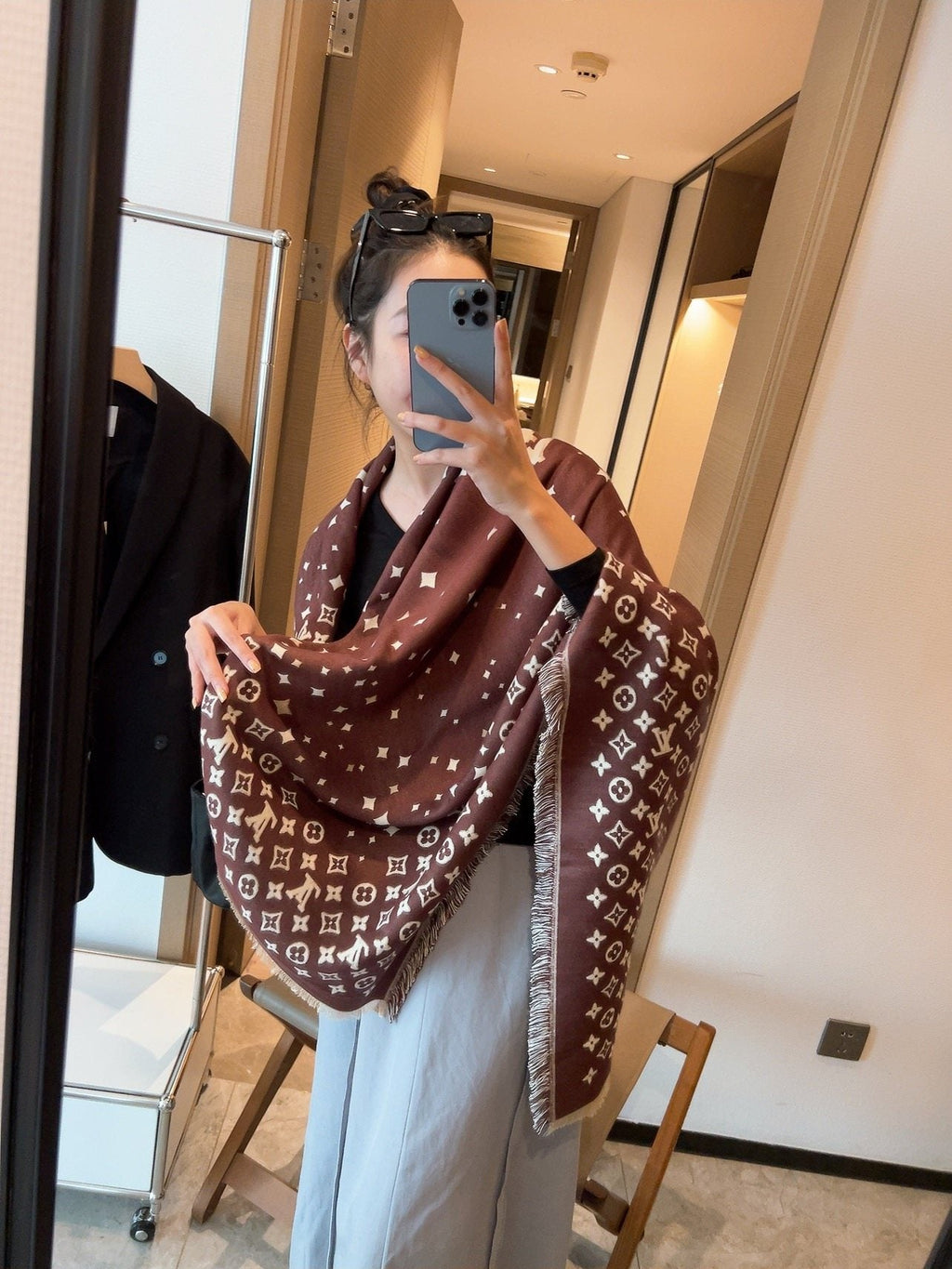 Louis Vuitton Starry Monogram Fringed Wrap