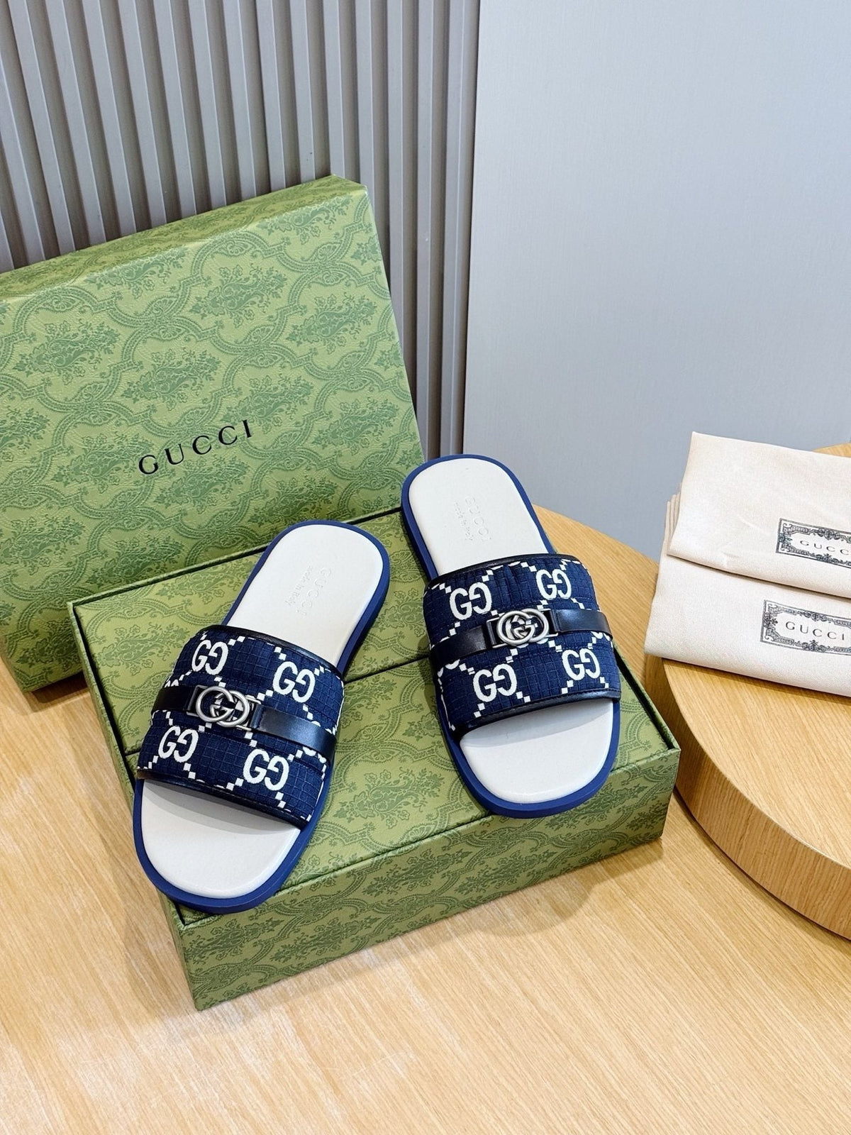 Gucci Men's Interlocking G Stripe Slide Sandals