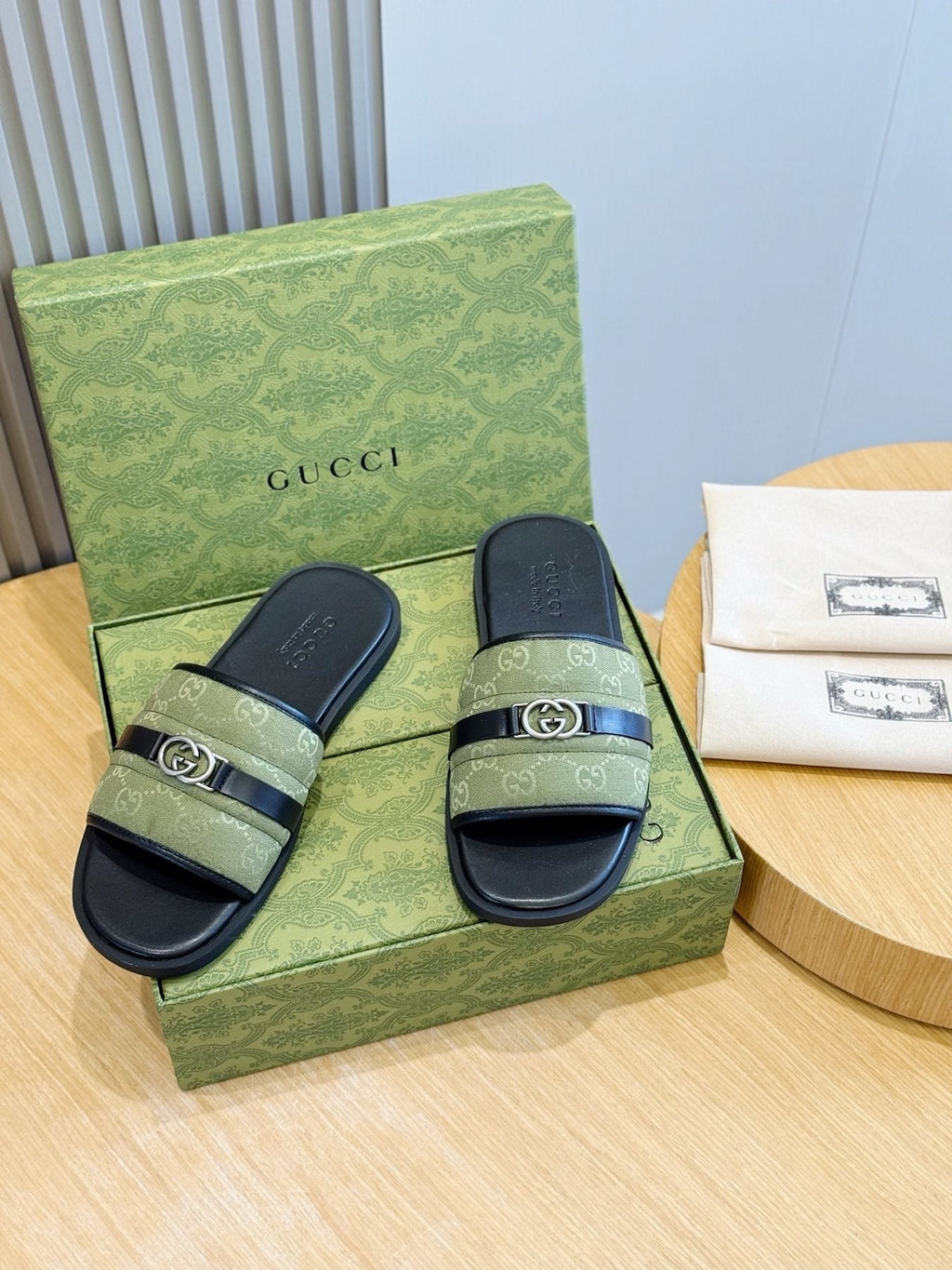 Gucci Men's Interlocking G Stripe Slide Sandals