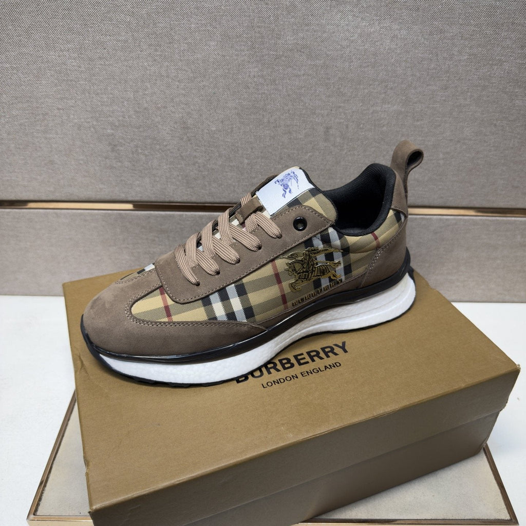 Burberry Men's Plaid Panel Sneakers - Padded Collar