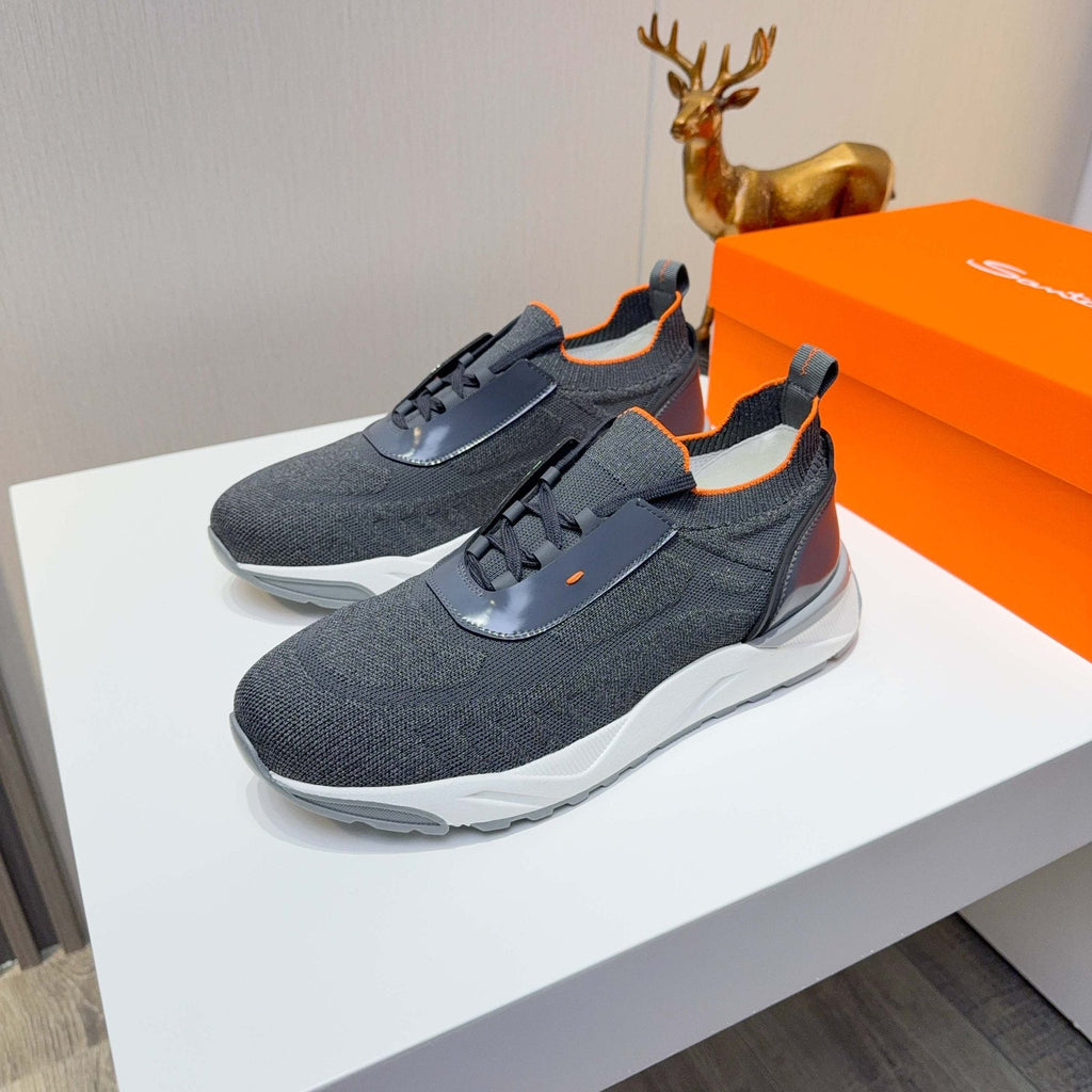 Santoni Men's Knit Lace-Up Sneakers