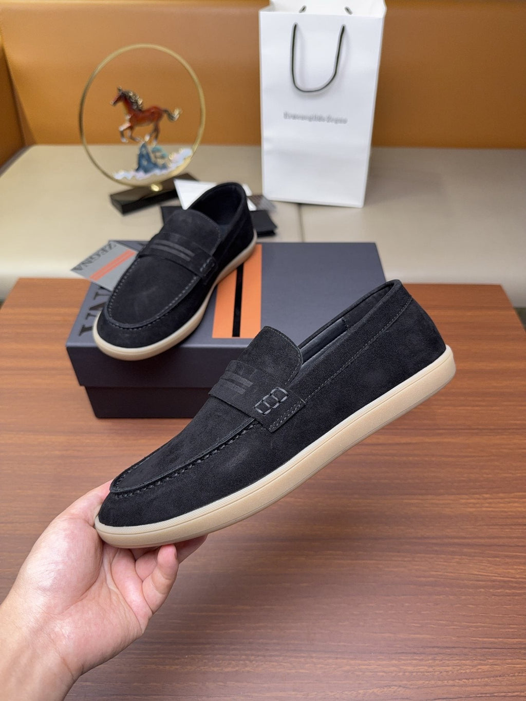 Zegna Men's Suede Strap Loafers