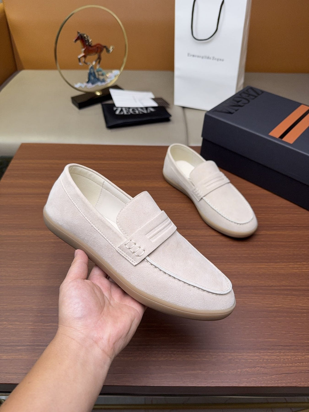 Zegna Men's Suede Strap Loafers