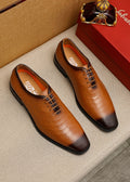 Ferragamo Men's Textured Lace-Up Dress Shoes