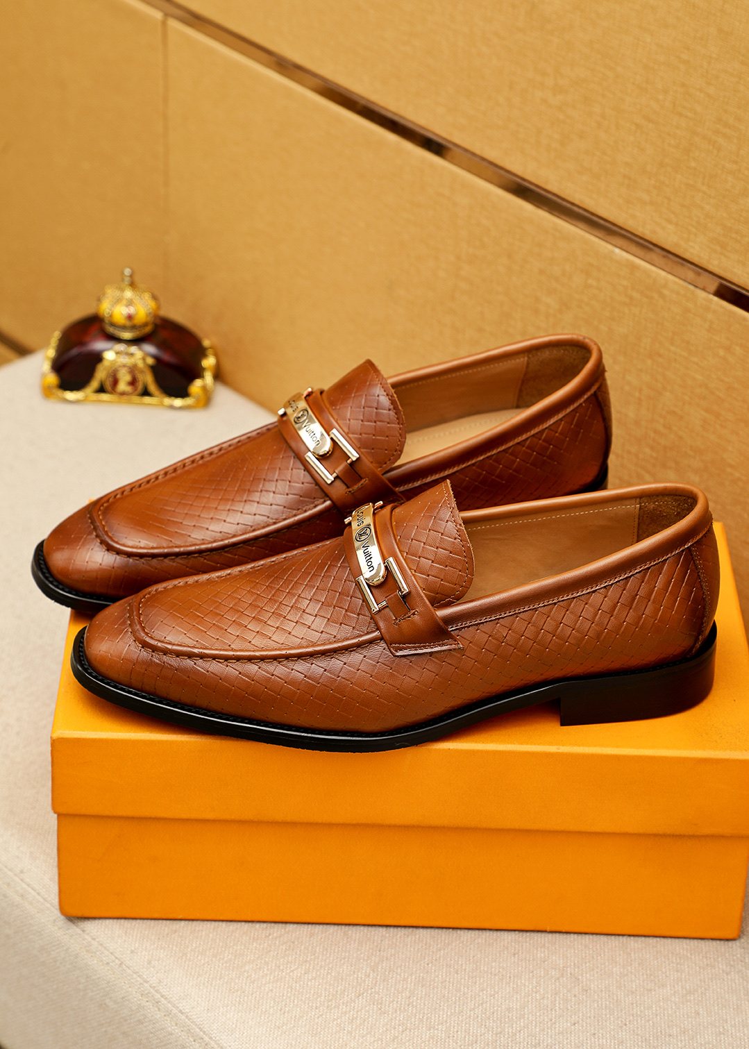 Louis Vuitton Embossed Buckle Loafers - Moc-Toe Stitching