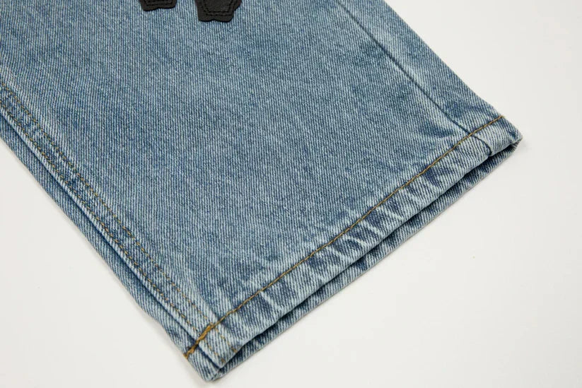 Chrome Hearts Levi's 905 Black Cross Patch Light Blue Jeans