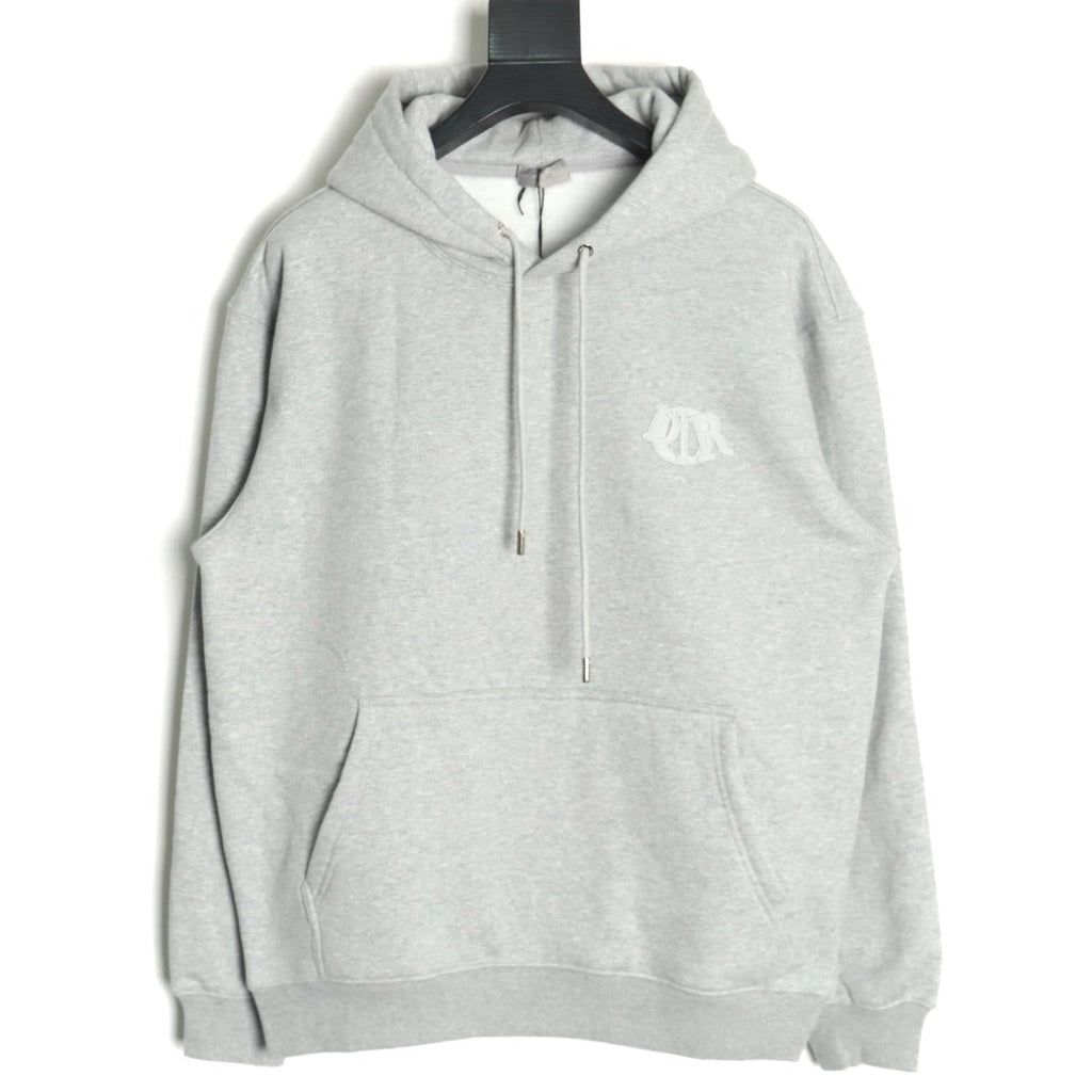 Dior CD Three-Color Badge Embroidered Hoodie - Light Gray