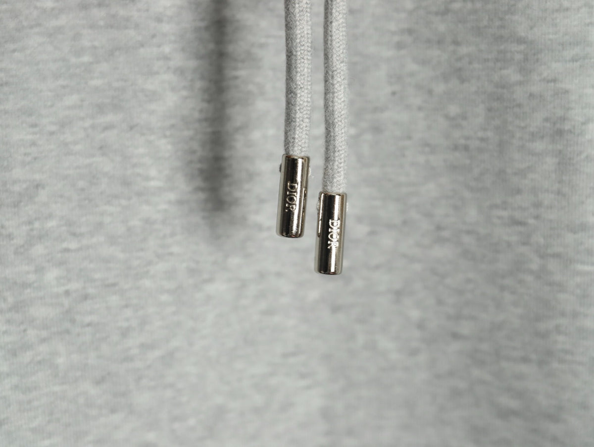 Dior CD Three-Color Badge Embroidered Hoodie - Light Gray