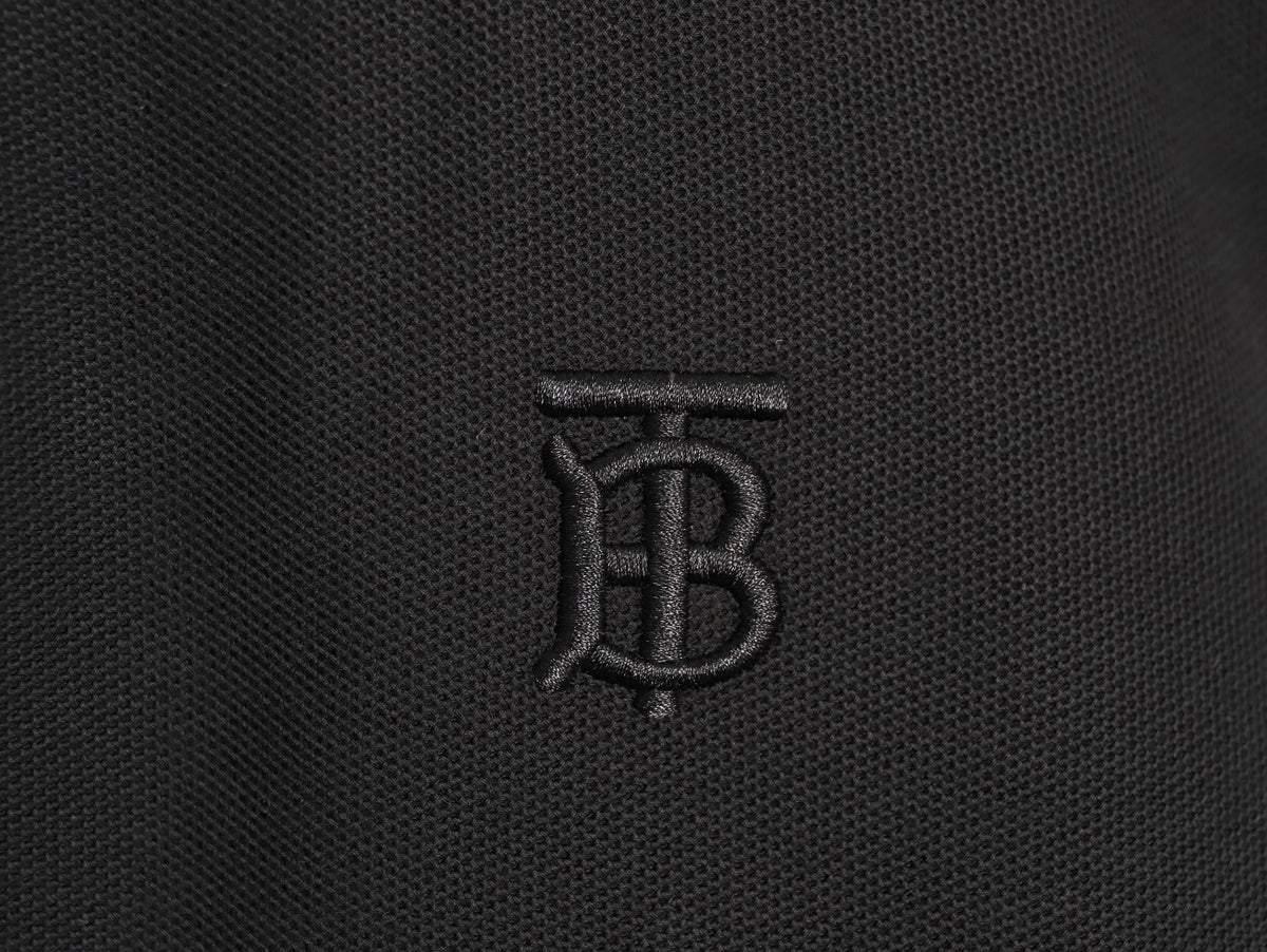 Burberry TB Embroidered Long-Sleeve Polo Shirt - Black