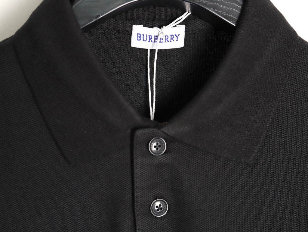 Burberry TB Embroidered Long-Sleeve Polo Shirt - Black