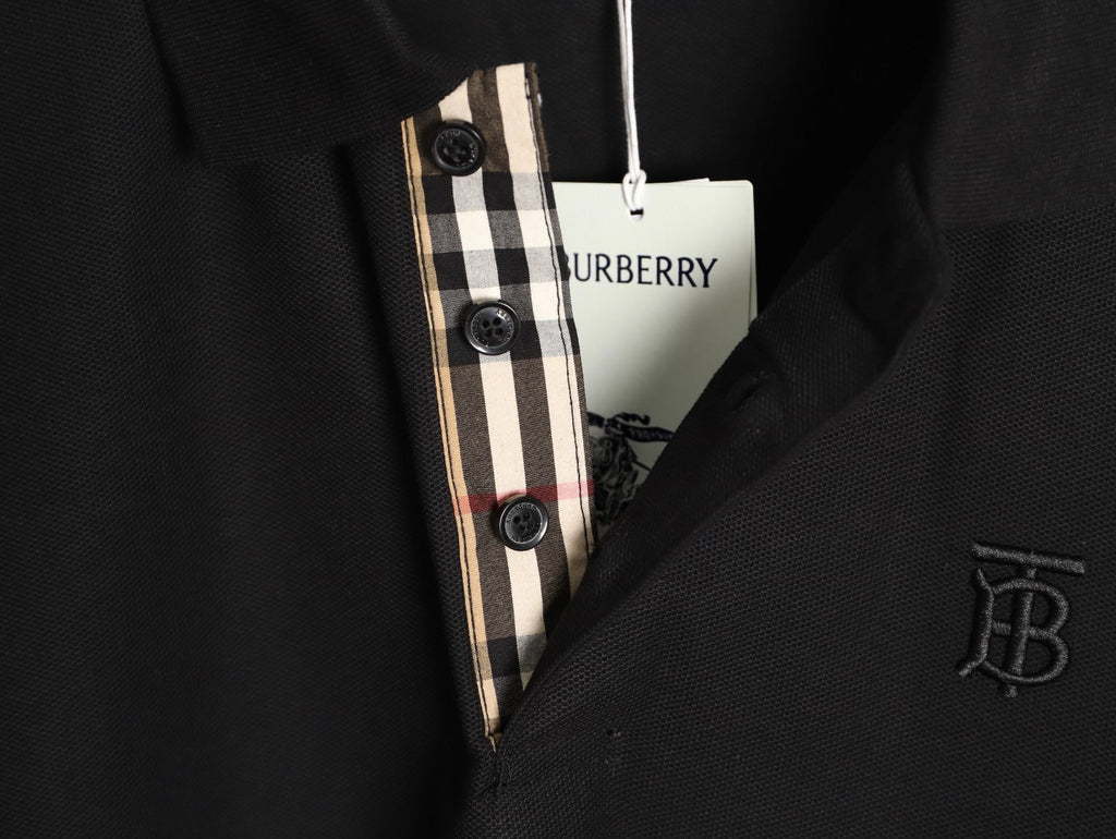 Burberry TB Embroidered Long-Sleeve Polo Shirt - Black