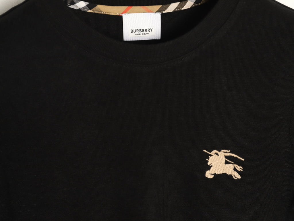 Burberry Equestrian-Detail Check Elbow-Patch Long-Sleeve Top - Black