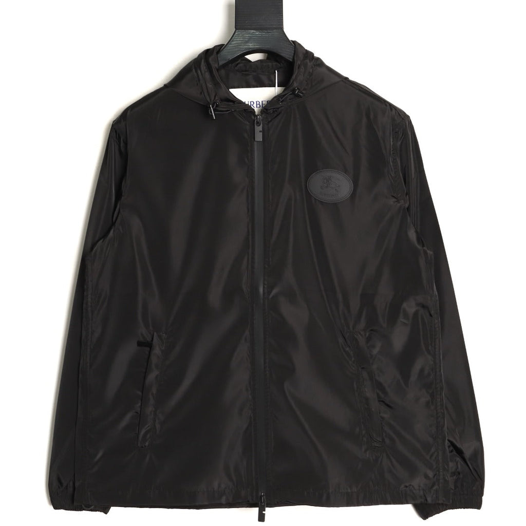 Burberry Oval Equestrian Back-Graphic Hooded Jacket - Black