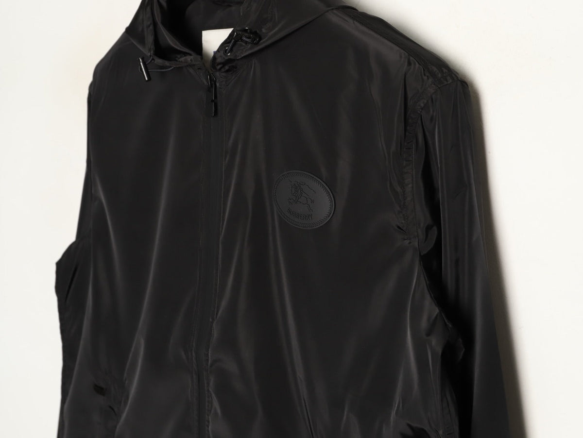 Burberry Oval Equestrian Back-Graphic Hooded Jacket - Black